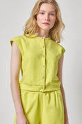 Load image into Gallery viewer, Terry Sleeveless Cardigan I Limeade
