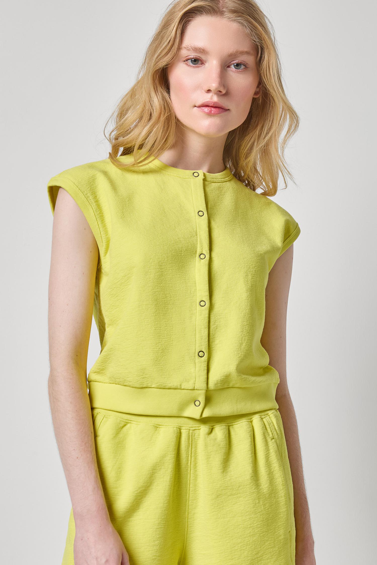 Terry Sleeveless Cardigan I Limeade