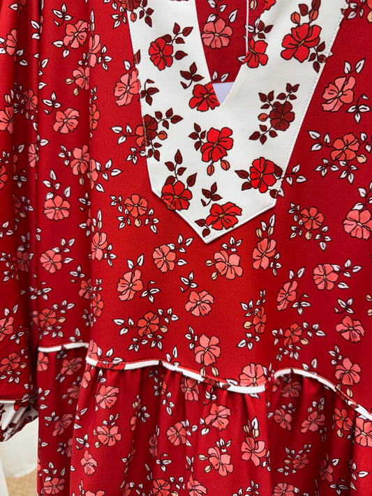 Tory Dress I Tomato Red Bloom