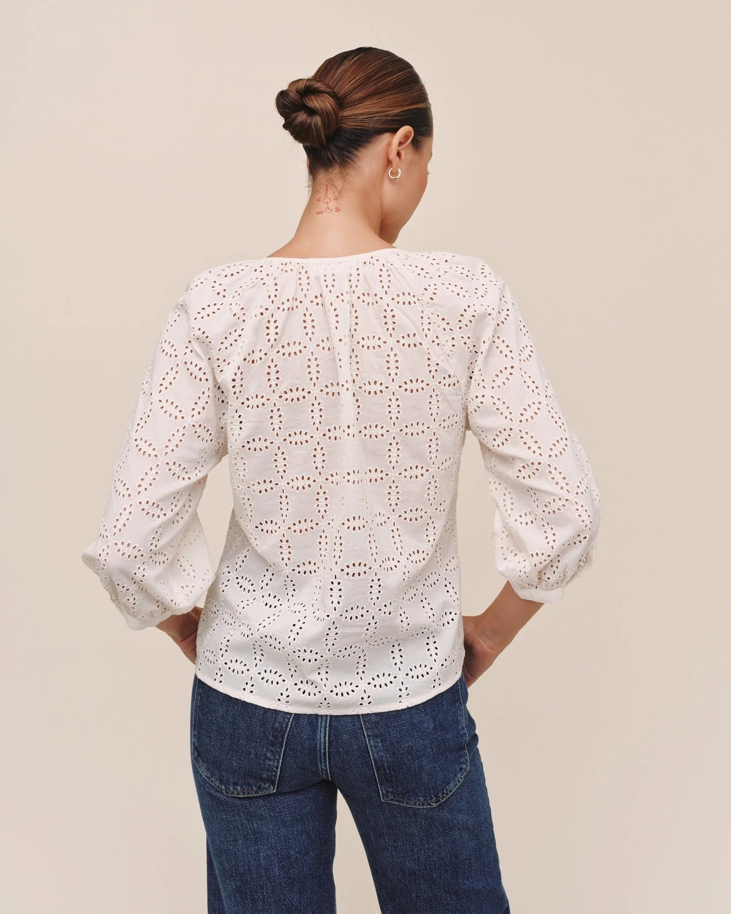 3/4 Sleeve Pullover- Ivory