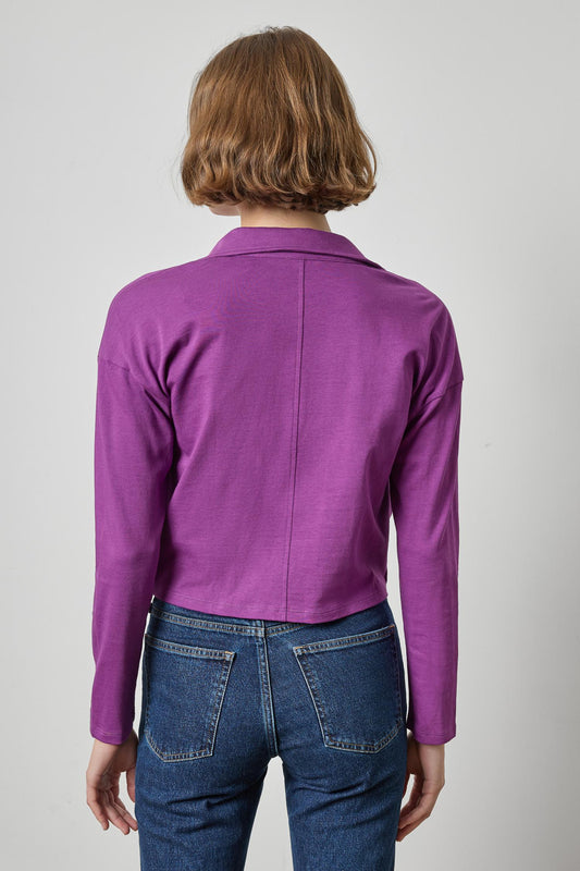 Faux Wrap Collared Top- Snapdragon
