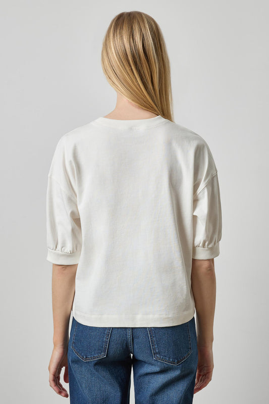 Half Sleeve Ribbed Trim Sweatshirt | Chalk