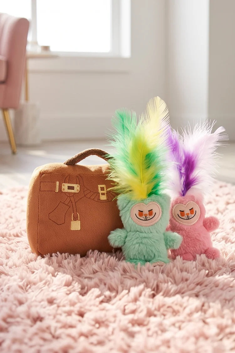 LAMEOWOW HANDBAG CATNIP CAT TOY WITH FEATHERS