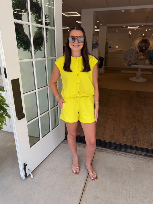Terry Sleeveless Cardigan I Limeade