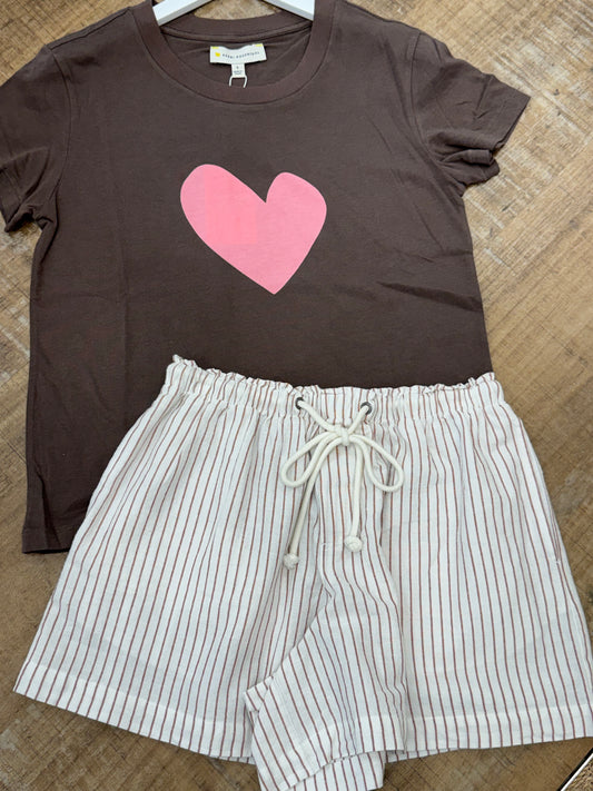 Suke Imperfect Heart Tee I Caramel/Pink