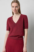 Load image into Gallery viewer, V-Neck Sweater | Wineberry Sparkle
