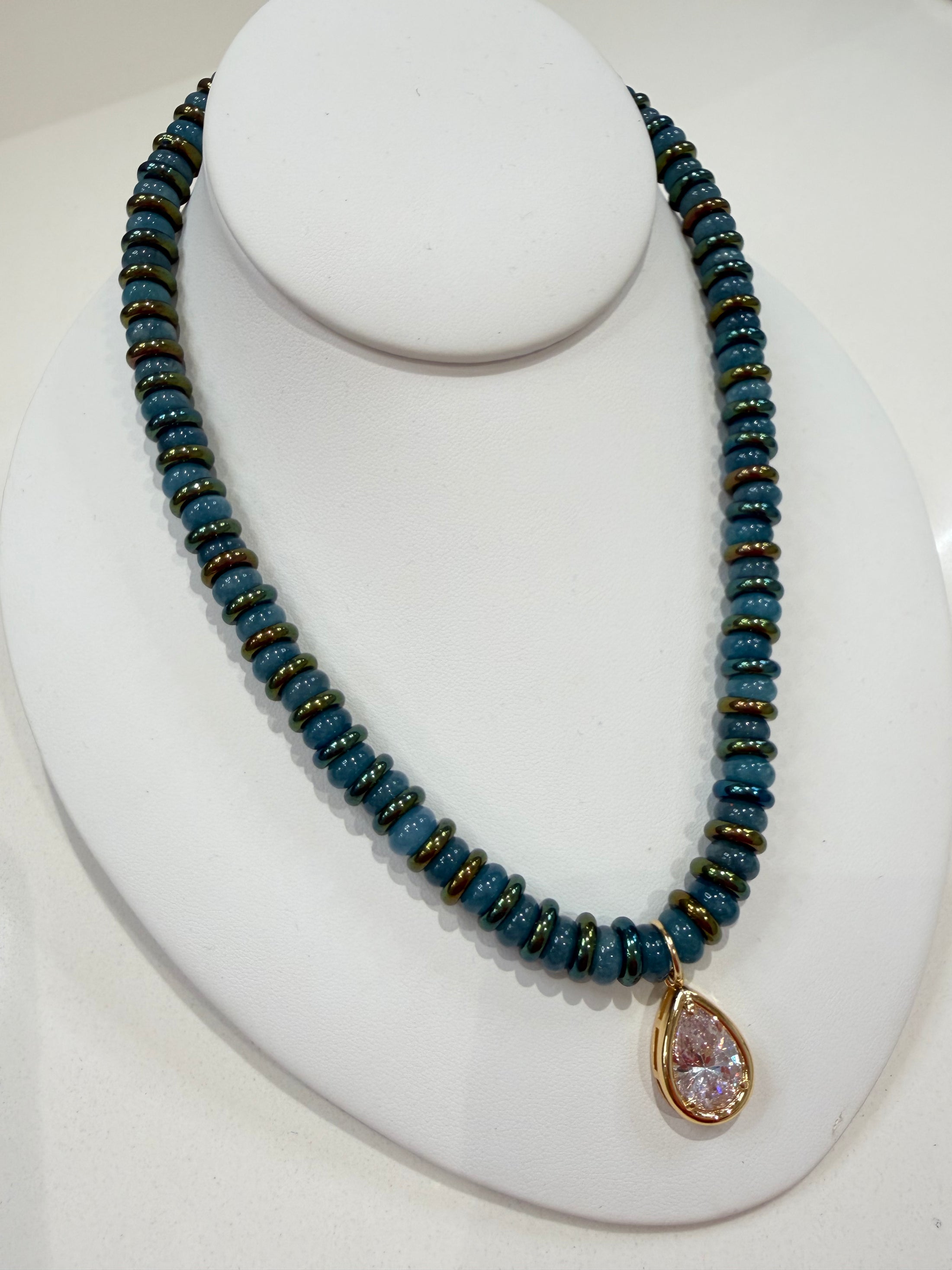 Teal Bezel Necklace