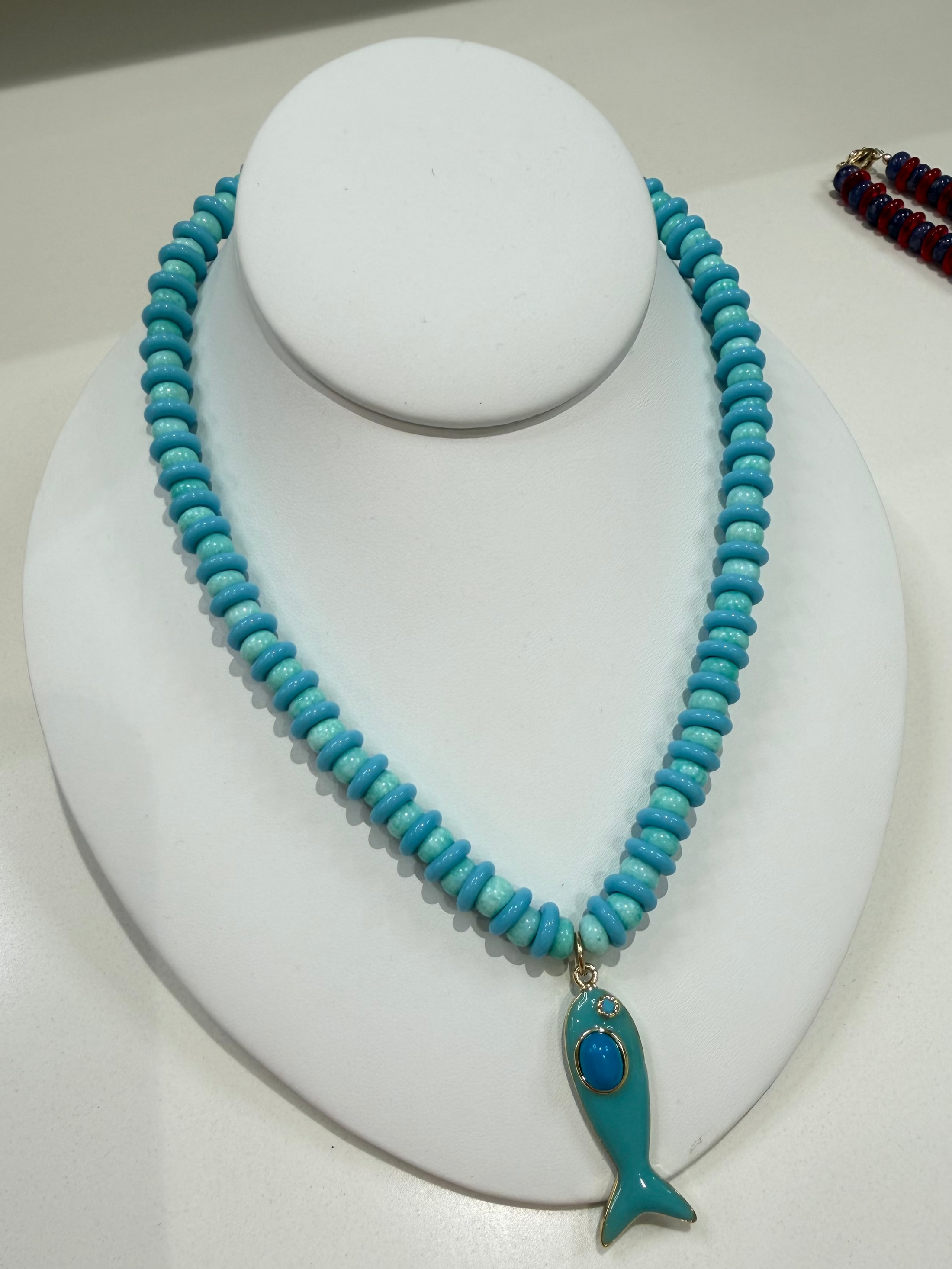 Beaded Turquoise Fish Necklace