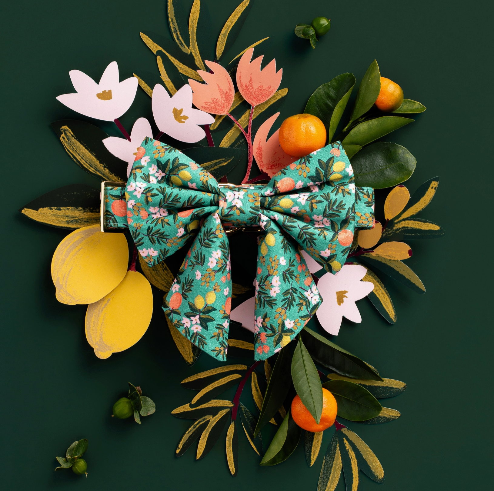 Citrus Floral Lady Dog Bow