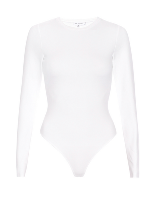 Scuba Crewneck Long Sleeve Bodysuit | White