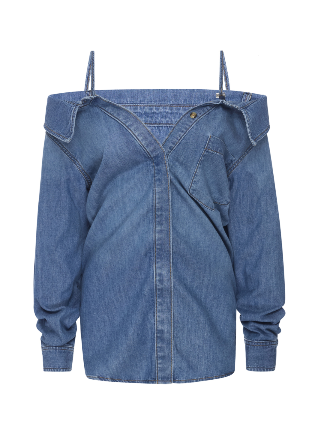 Off the Shoulder Denim Shirt