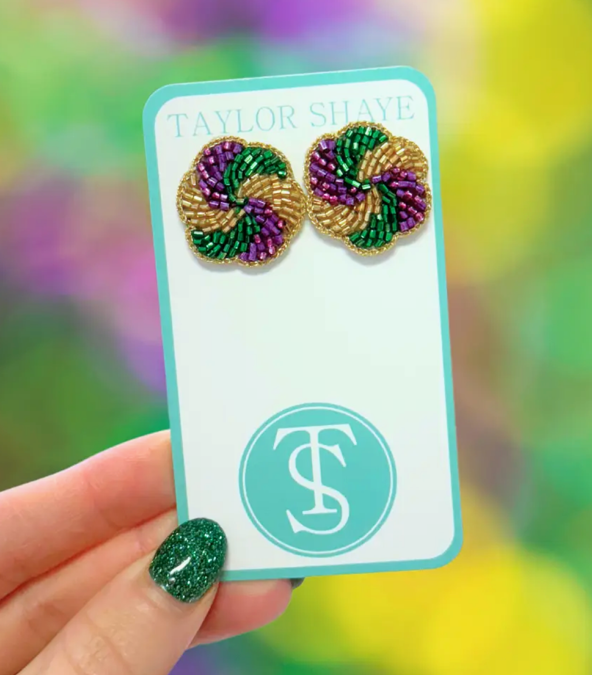 Mardi Gras King Cake Studs