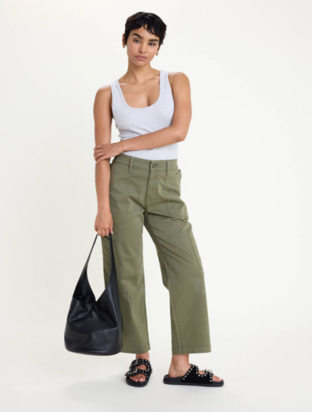 Cargo Cropped Twill Pants