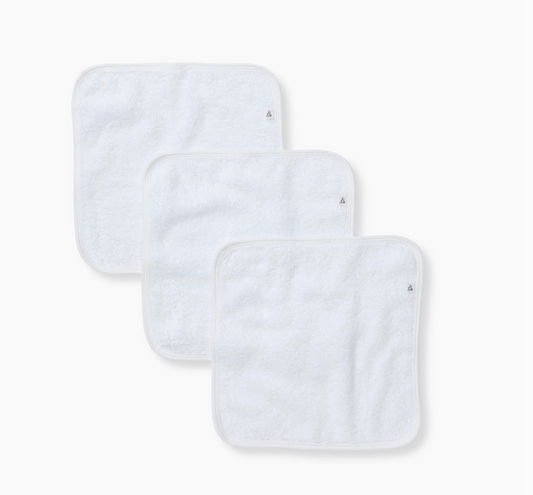 Organic Cotton Woven Terry Solid Washcloths 3 Pack - Cloud