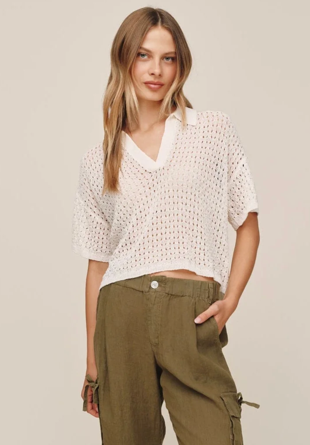 Short Sleeve Cropped Pull-Over
