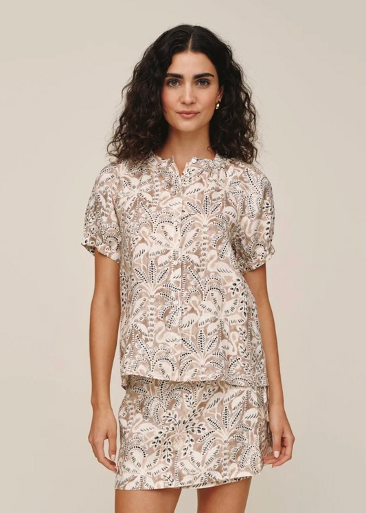 Short Sleeve Raglan Shirt | Palm Print