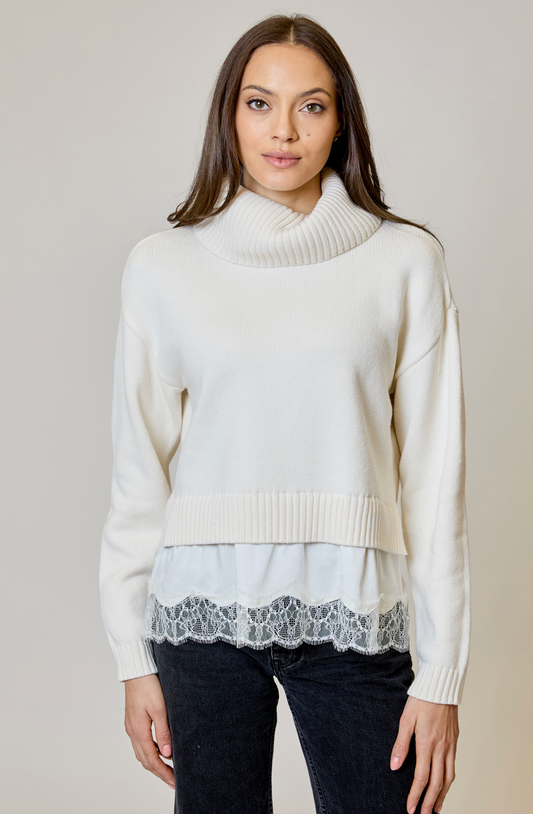 Cowl Neck Twofer Sweater