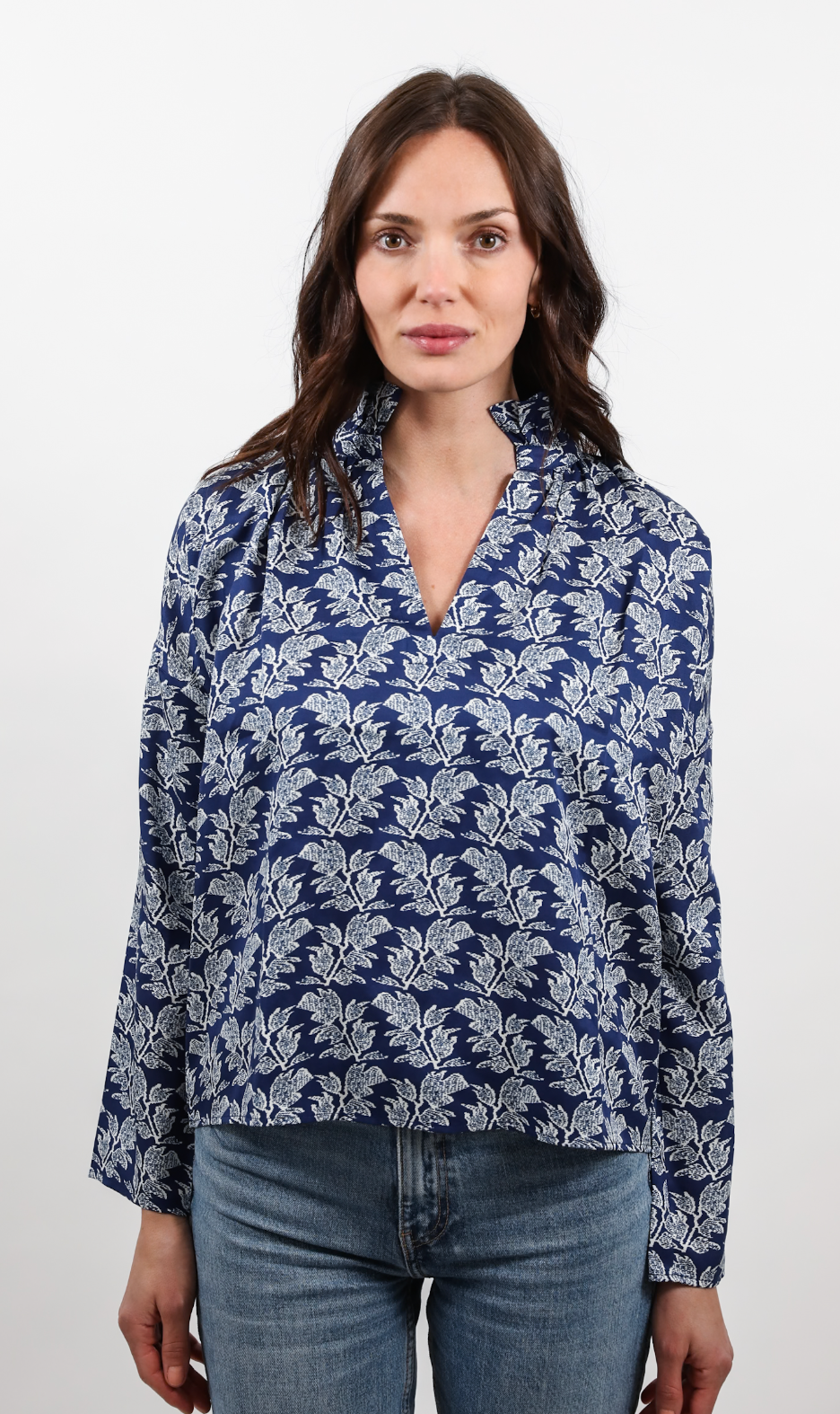 Vicki Top | Navy Ikat