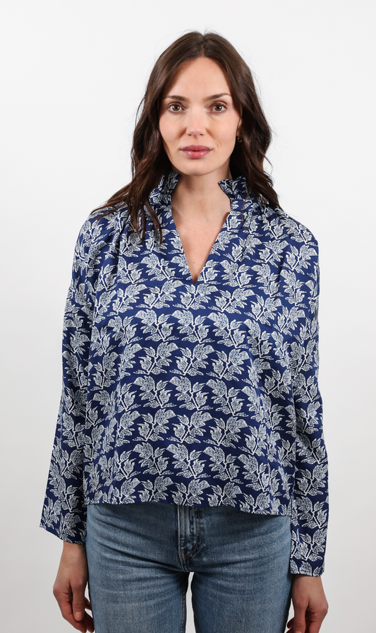 Vicki Top | Navy Ikat