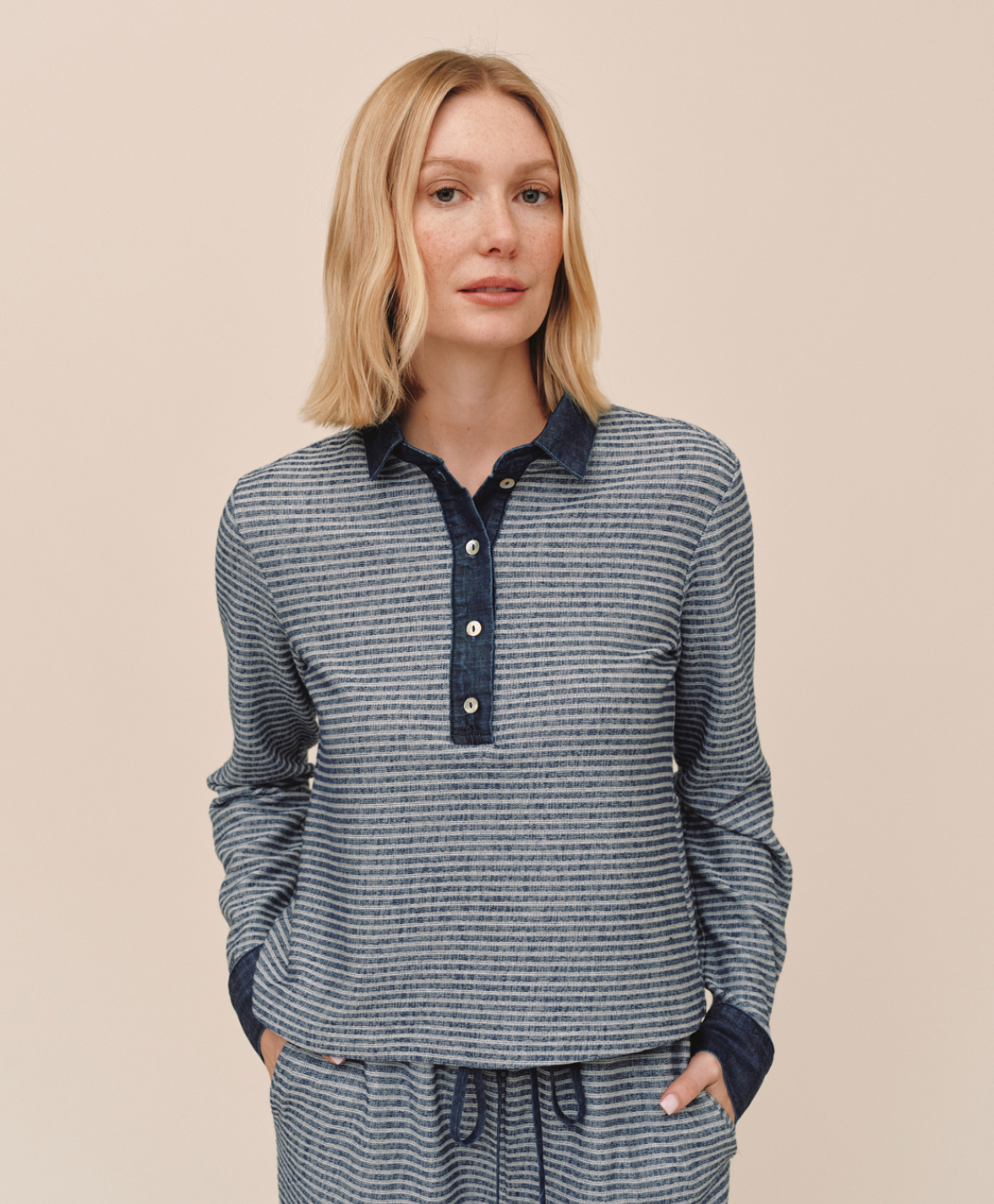 Contrast Polo Top