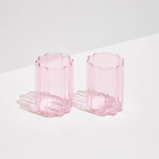 Pink Wave Glasses | Set of 2