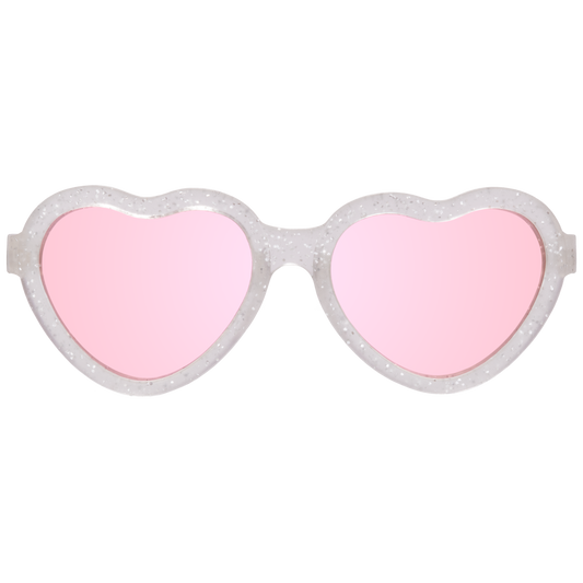 Silver Shimmer Hearts with Pink Mirrored Lens: Ages 0-2
