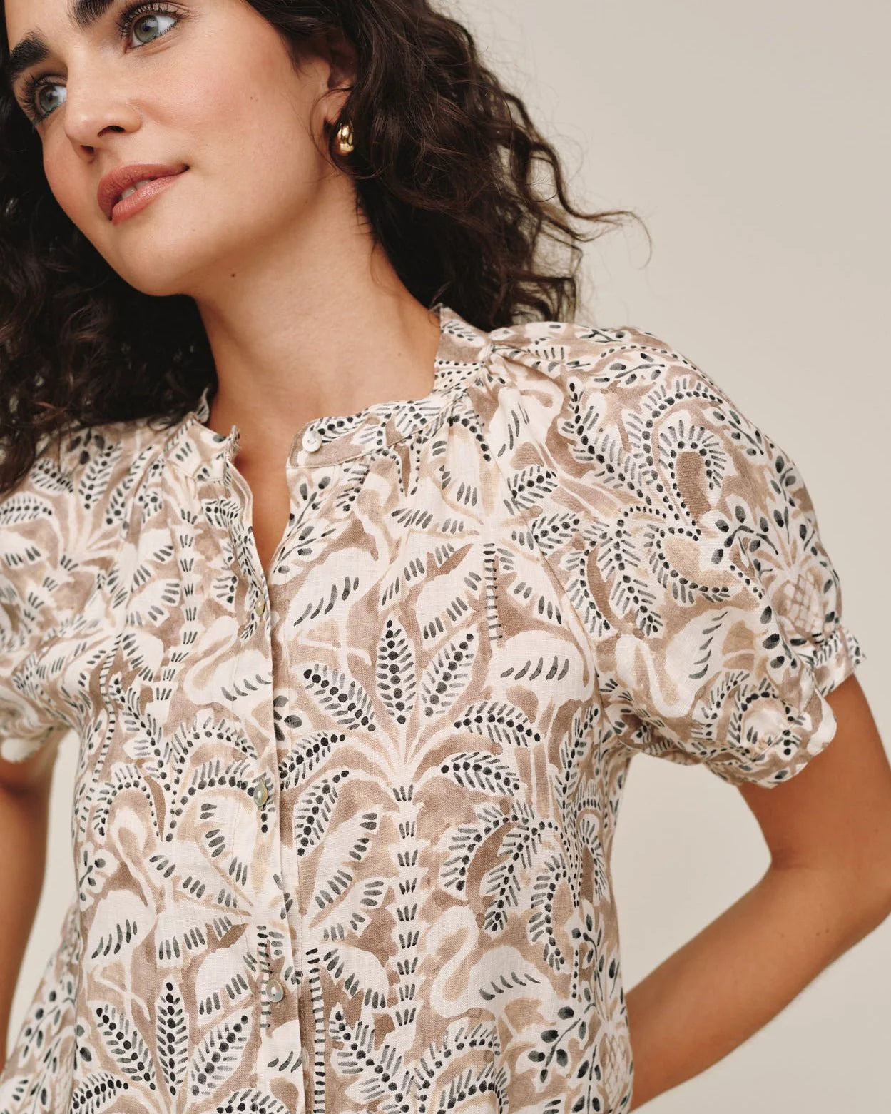 Short Sleeve Raglan Shirt | Palm Print