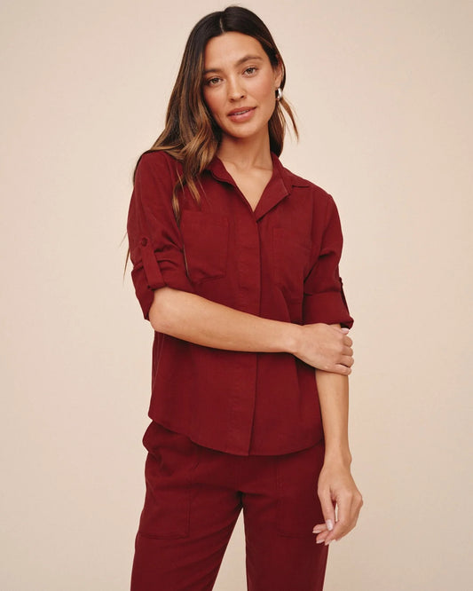 Crimson Button Down